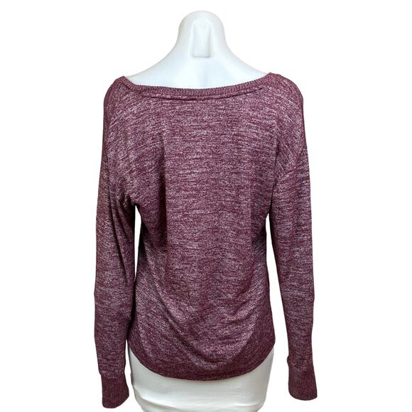 Gap Womens Heather Red Viscose Rib Round Neck Drop Long Sleeve Sweater Top S - Picture 2 of 7